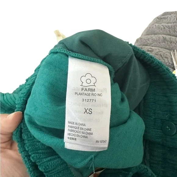 Like New Farm Rio Emerald Corduroy Pants Trousers Ribbed Oversized Wide Leg XS - Picture 5 of 7